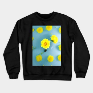 LOVELY YELLOW FLOWERS BLUE BACKGROUND Crewneck Sweatshirt